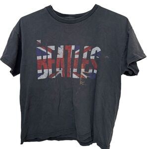Vintage Distressed The Beatles UK Flag Aged Women’s S Cropped Top T-Shirt UK